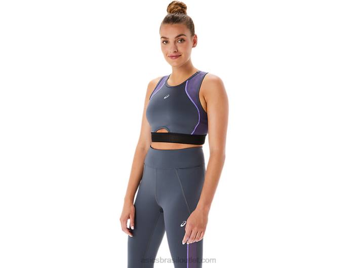 sutiã de treinamento de painel de malha feminino 462T2289 transportadora cinza Asics