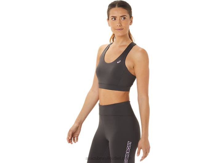 sutiã feminino amarrado nas costas 462T2956 cinza obsidiana Asics