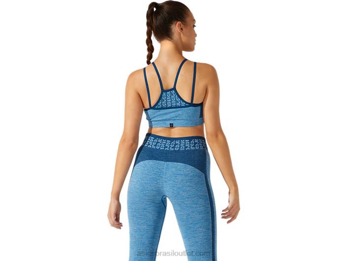 sutiã feminino sem costura com logo cropped 462T3941 azul renascido/azul mako Asics