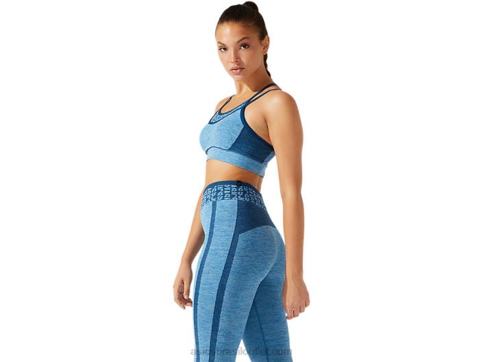 sutiã feminino sem costura com logo cropped 462T3941 azul renascido/azul mako Asics