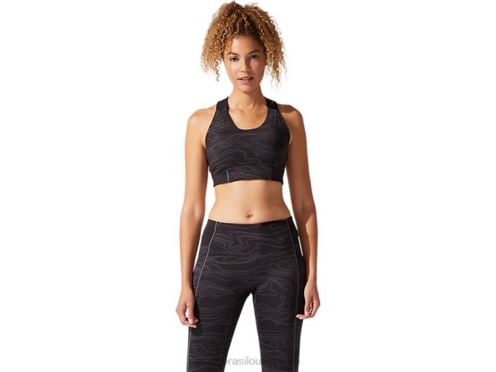 sutiã gráfico de debrum feminino 462T4022 desempenho preto/cinza transportador Asics