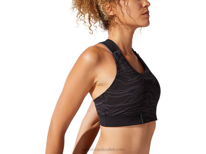 sutiã gráfico de debrum feminino 462T4022 desempenho preto/cinza transportador Asics