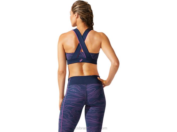 sutiã gráfico de debrum feminino 462T4055 uva azul francesa/digital Asics