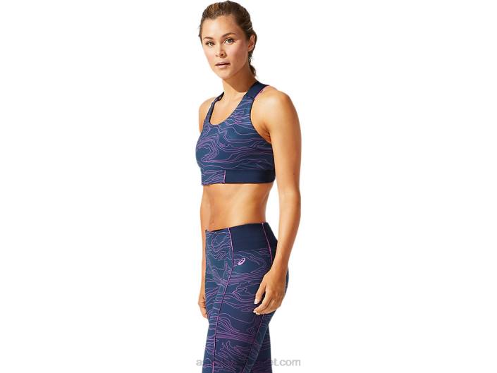 sutiã gráfico de debrum feminino 462T4055 uva azul francesa/digital Asics