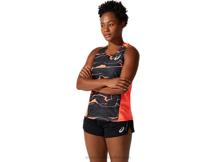 camiseta de malha leve feminina 462T4062 coral flash Asics