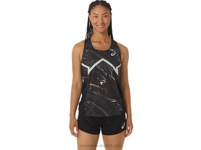camiseta feminina cj-line light 462T2347 desempenho preto/verde sussurrante Asics