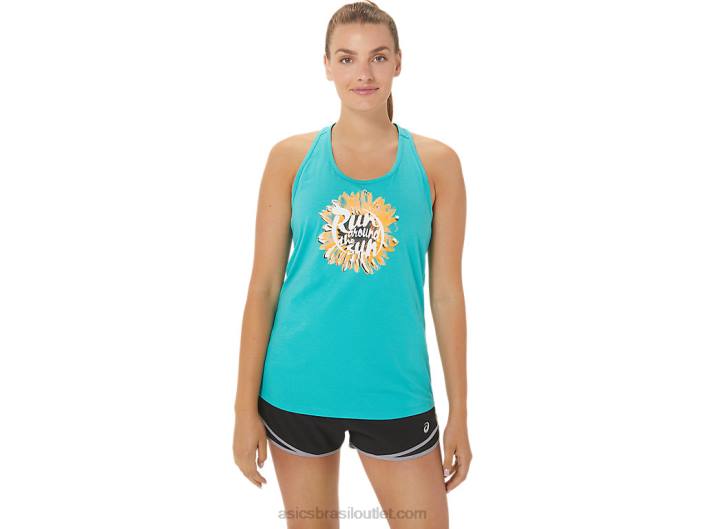 corrida feminina ao redor do sol racerback 462T3013 vidro do mar Asics