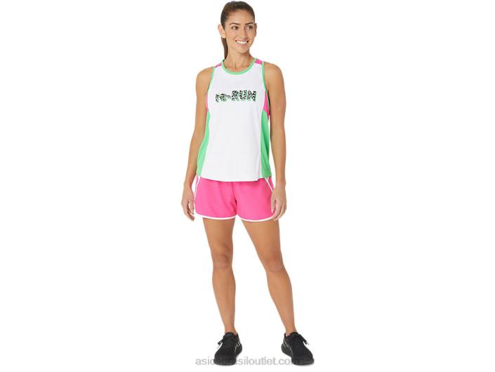 novo singlet feminino forte e reaproveitado 462T2353 branco/faixa/rosa glo Asics