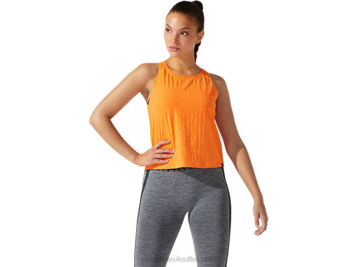 regata feminina cropped jacquard com logo 462T3942 sol pêssego Asics