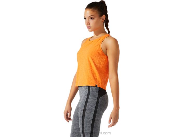 regata feminina cropped jacquard com logo 462T3942 sol pêssego Asics
