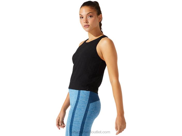 regata feminina cropped jacquard com logo 462T3965 desempenho preto Asics