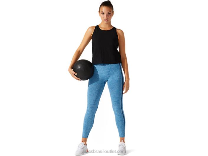 regata feminina cropped jacquard com logo 462T3965 desempenho preto Asics