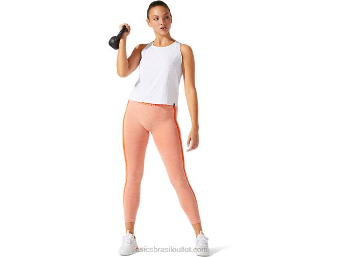 regata feminina cropped jacquard com logo 462T3966 branco brilhante Asics