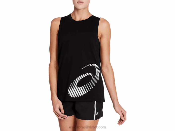 regata gráfica feminina core 462T4074 desempenho preto Asics