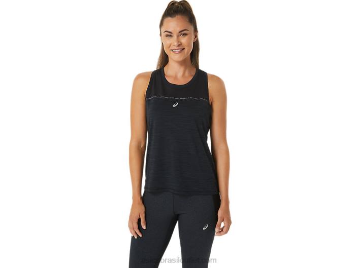 tanque de corrida feminino 462T2492 desempenho preto/cinza carvão Asics
