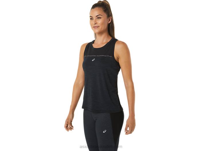 tanque de corrida feminino 462T2492 desempenho preto/cinza carvão Asics