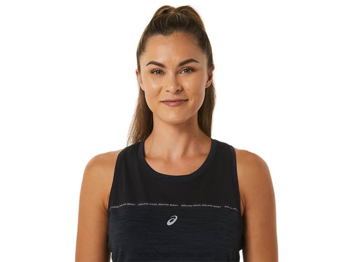 tanque de corrida feminino 462T2492 desempenho preto/cinza carvão Asics