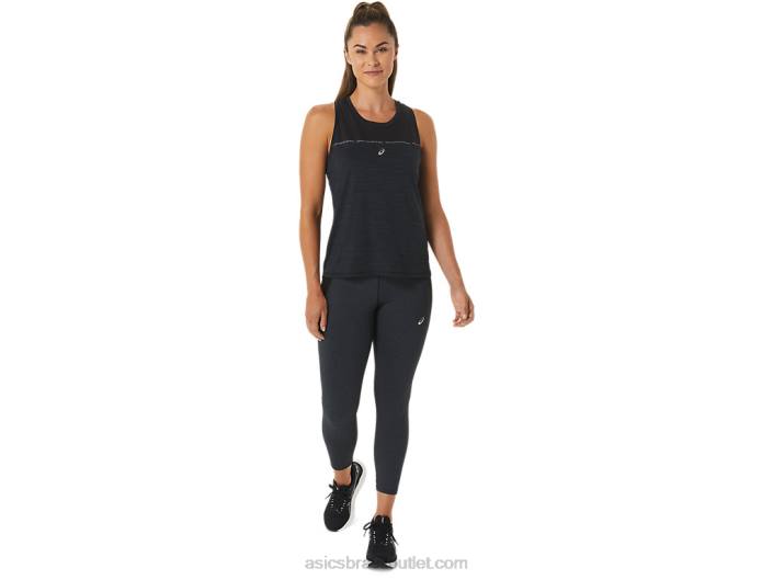 tanque de corrida feminino 462T2492 desempenho preto/cinza carvão Asics