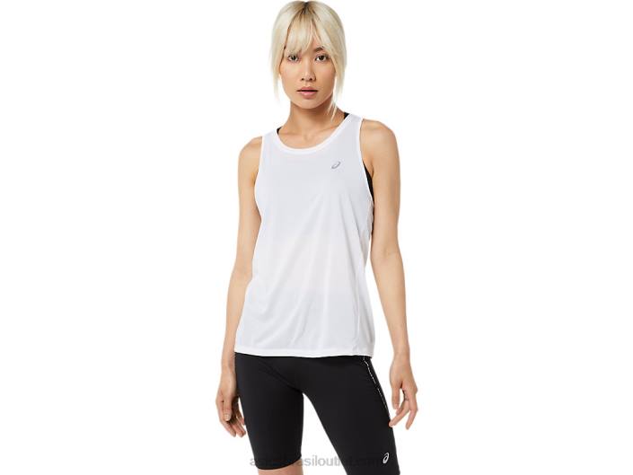 tanque de corrida feminino 462T3331 branco brilhante Asics