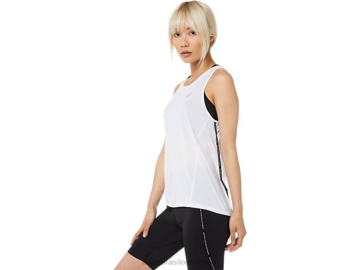tanque de corrida feminino 462T3331 branco brilhante Asics