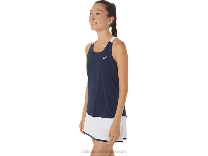 tanque de corte feminino 462T2464 meia-noite/branco brilhante Asics