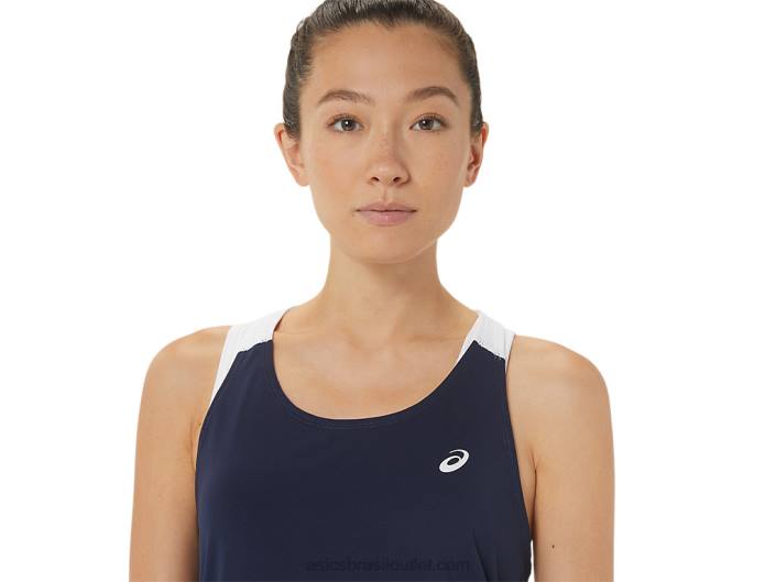 tanque de corte feminino 462T2464 meia-noite/branco brilhante Asics