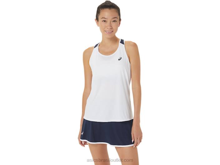 tanque de corte feminino 462T2566 branco brilhante/meia-noite Asics