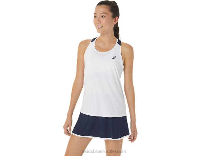 tanque de corte feminino 462T2566 branco brilhante/meia-noite Asics