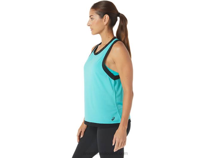 tanque de malha kate feminino 462T2725 vidro do mar Asics