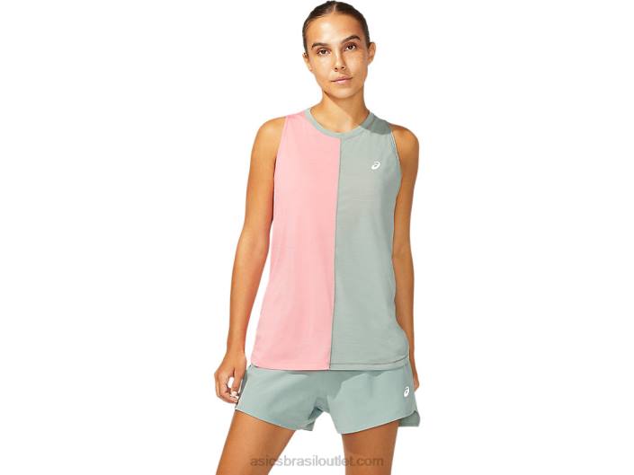 tanque feminino tokyo 462T3961 cinza ardósia/pétala de pêssego Asics