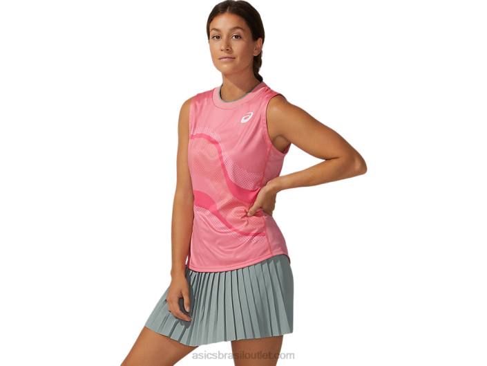 tanque gráfico de jogo feminino 462T3933 pétala de pêssego Asics