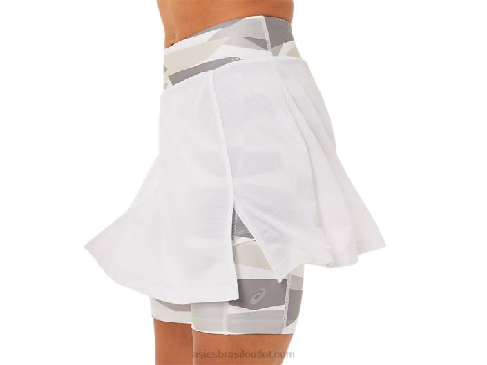 novo short 92 forte feminino 462T3276 branco brilhante Asics