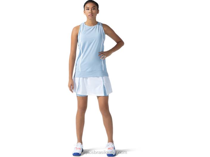novo short 92 forte feminino 462T3824 branco brilhante/impressão de névoa Asics