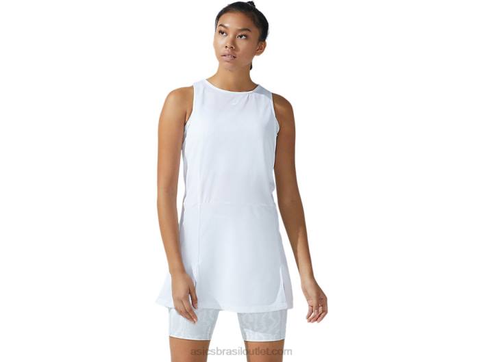 novo vestido forte 92 feminino 462T3821 estampa branca/cinza glaciar Asics