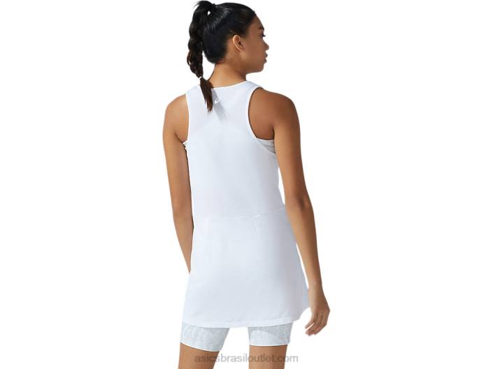 novo vestido forte 92 feminino 462T3821 estampa branca/cinza glaciar Asics