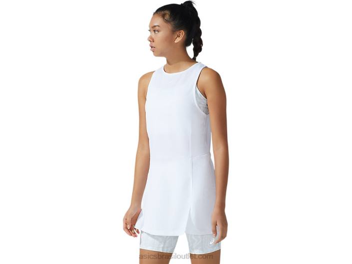 novo vestido forte 92 feminino 462T3821 estampa branca/cinza glaciar Asics