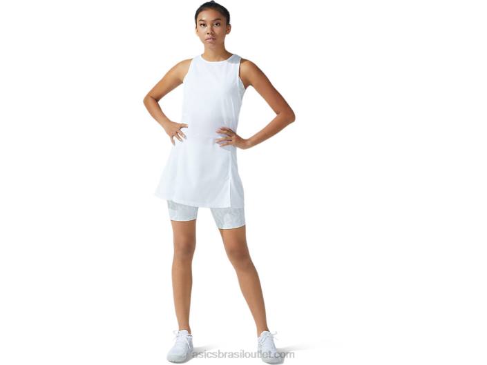 novo vestido forte 92 feminino 462T3821 estampa branca/cinza glaciar Asics