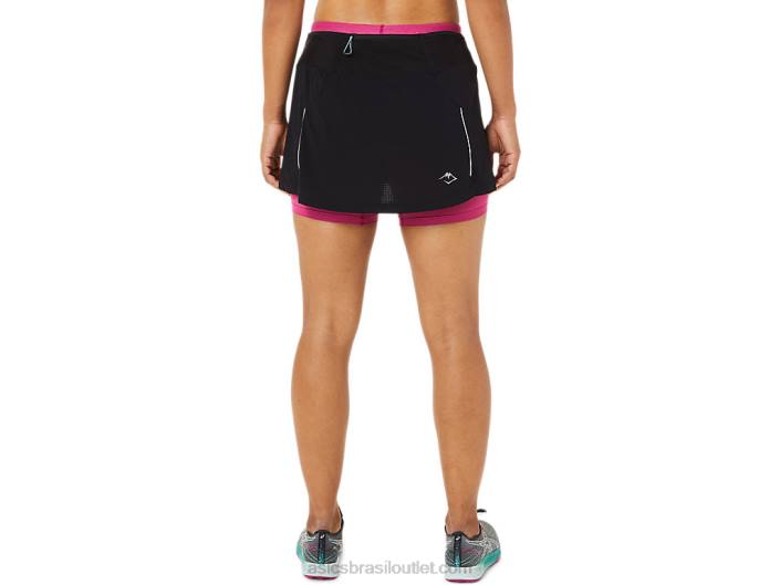 saia fujitrail feminina 462T3507 desempenho preto/vermelho fúcsia Asics