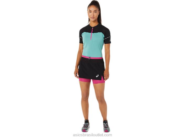 saia fujitrail feminina 462T3507 desempenho preto/vermelho fúcsia Asics