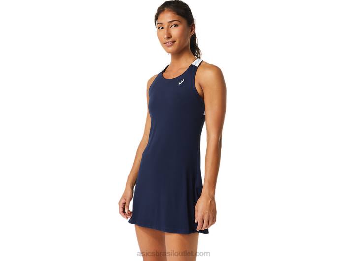 vestido de tribunal feminino 462T2532 meia-noite/branco brilhante Asics