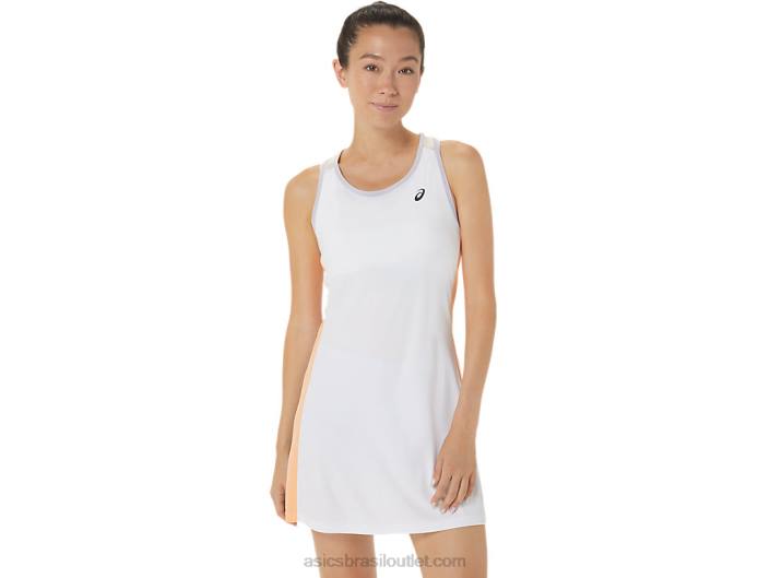vestido gráfico da corte feminina 462T2451 branco brilhante/violeta crepúsculo Asics