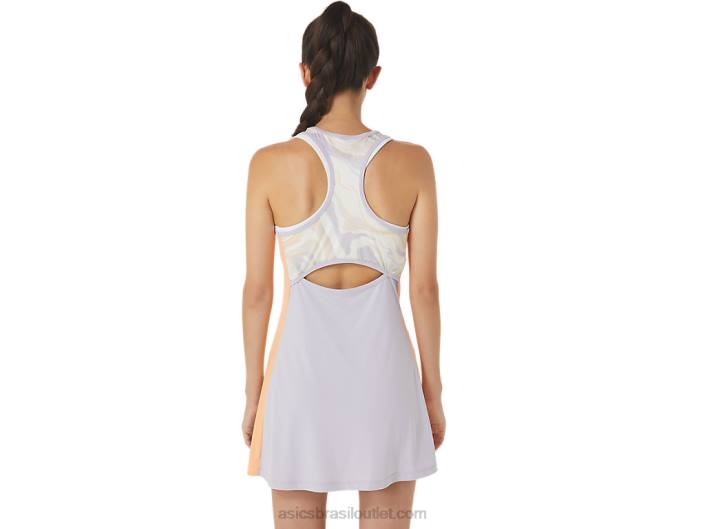vestido gráfico da corte feminina 462T2451 branco brilhante/violeta crepúsculo Asics