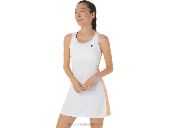 vestido gráfico da corte feminina 462T2451 branco brilhante/violeta crepúsculo Asics