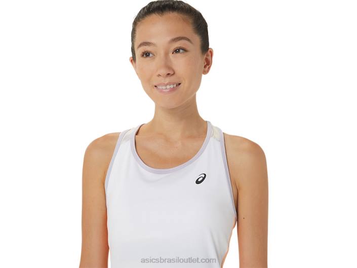 vestido gráfico da corte feminina 462T2451 branco brilhante/violeta crepúsculo Asics