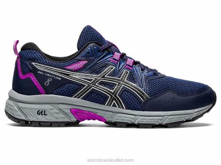 gel-venture 8 de largura 462T2945 meia-noite/prata pura Asics