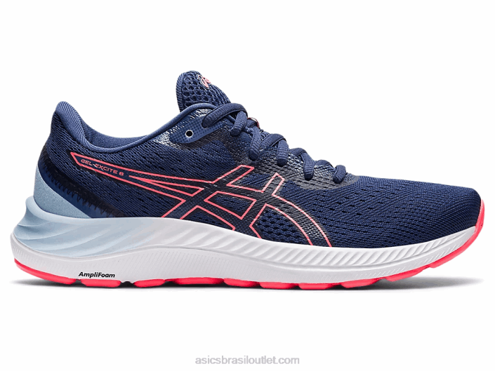 gel-excite 8 de largura 462T3595 azul trovão/coral ardente Asics