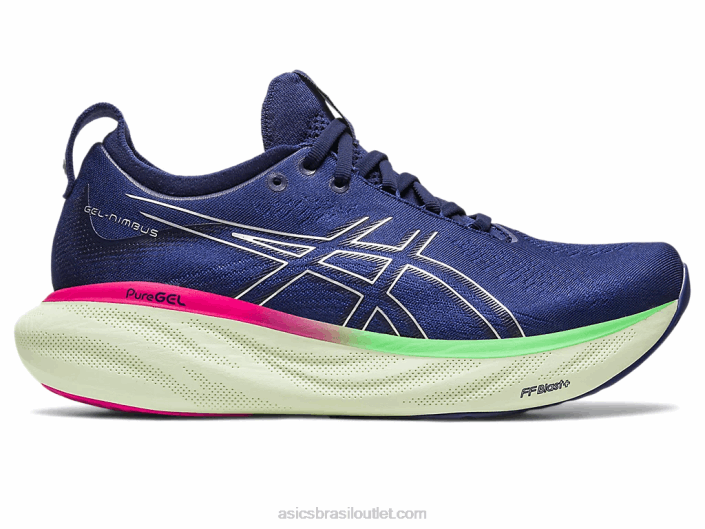 gel nimbus 25 462T2373 azul índigo/prata pura Asics