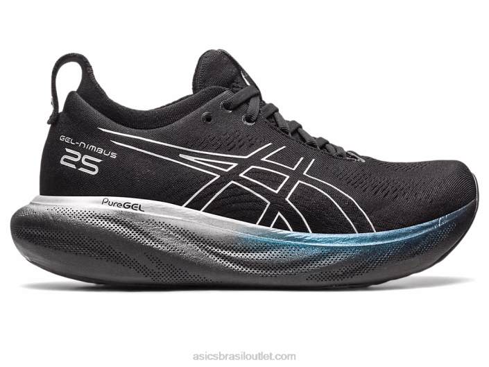 gel nimbus 25 platinum 462T2379 preto/prata pura Asics