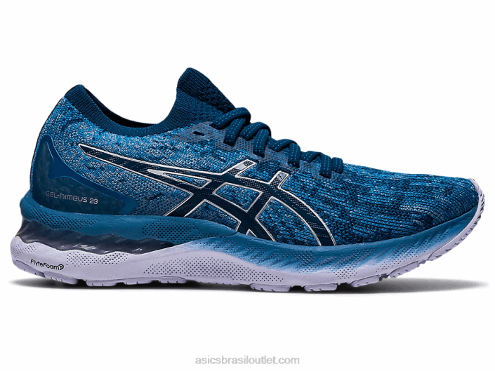 malha gel nimbus 23 462T3922 fio dental cinza/mako azul Asics
