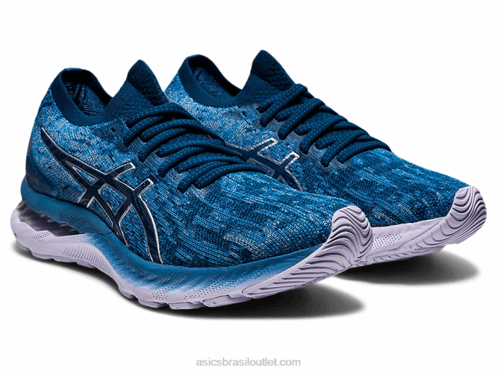 malha gel nimbus 23 462T3922 fio dental cinza/mako azul Asics